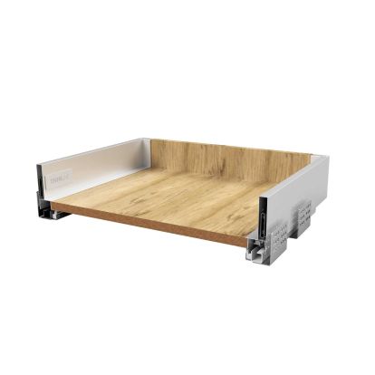 Sertar metallic Thin Line cu glisiera sincron extragere totala cu amortizare H171 L450, alb