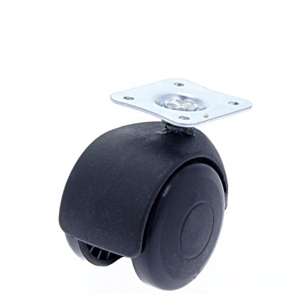 Rotila din plastic negru D50 cu flansa metalica, 30 kg