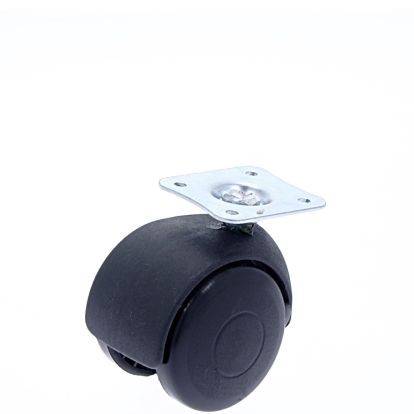 Rotila din plastic negru pentru mobila D50 cu flansa metalica, 30 kg