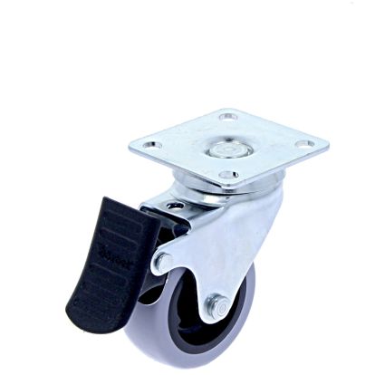 Rotila din plastic gri D50 cu frana si flansa metalica, 45 kg