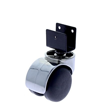 Rotila din plastic negru-crom D50 cu flansa metalica 'U', 35 Kg