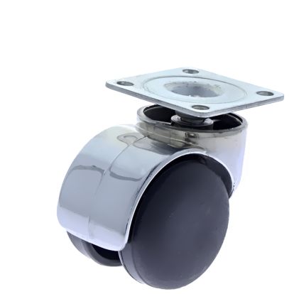 Rotila din plastic negru-crom D50 cu flansa metalica, 35 kg