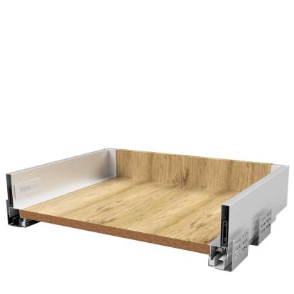 Sertar metalic Thin Line cu glisiera sincron extragere totala cu amortizare H88 L400, alb