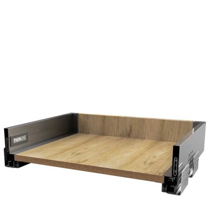 Sertar metalic Thin Line cu glisiera sincron extragere totala cu amortizare H88 L500, gri