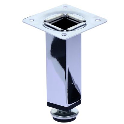 Picior sofa Ambutis patrat reglabil cu flansa ambutisata din otel H100x25x25, crom