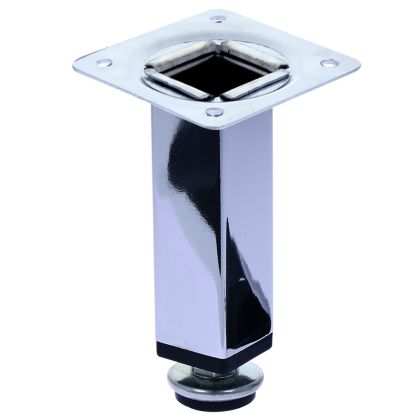 Picior sofa Ambutis patrat reglabil cu flansa ambutisata din otel H80x25x25, crom