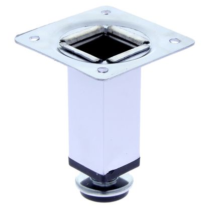 Picior sofa Ambutis patrat reglabil cu flansa ambutisata din otel H100x25x25, satinat