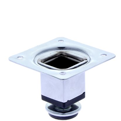 Picior sofa Ambutis patrat reglabil cu flansa ambutisata din otel H50x25x25, satinat