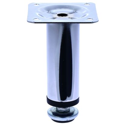 Picior sofa Ambutis rotund reglabil cu flansa ambutisata din otel H80xD30, crom