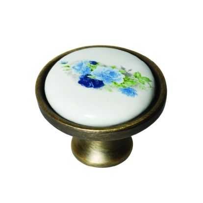 Buton din zamac cu ceramica Edis 38263.02, antic