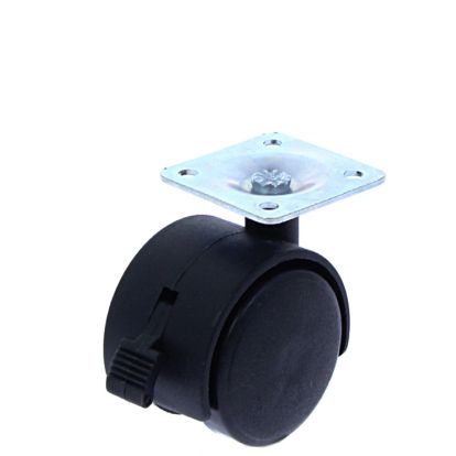 Rotila din plastic negru D40 cu frana si flansa metalica, 20 kg (4 buc)