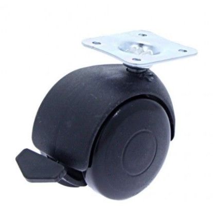 Rotila din plastic (neagra) D40 cu frana si flansa metalica 20 Kg (842NFR) (4 buc)