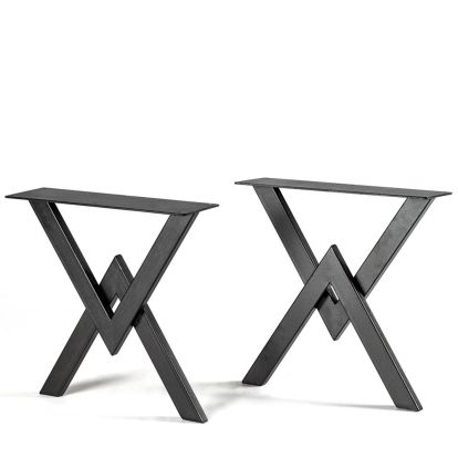 Picior masa Cross din otel H700, negru (set 2 buc)