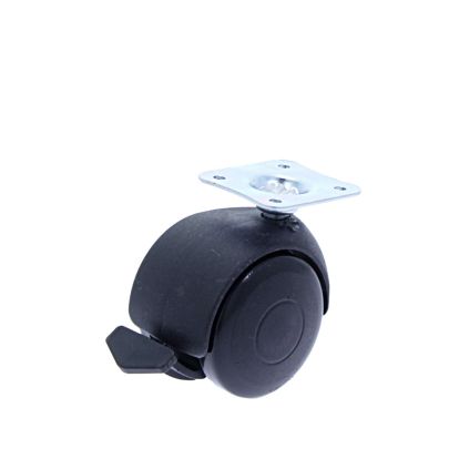 Rotila din plastic negru D50 cu frana si flansa, 30 kg (4 buc)