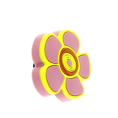 Buton floare roz din plastic flexibil 38730.82 (2 buc)