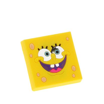 Buton patrat galben din plastic flexibil 38776 (2 buc)