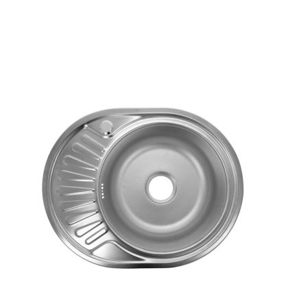 Chiuveta ETTE ovala din INOX 570x450x170 picurator pe stanga finisaj mat plus accesorii