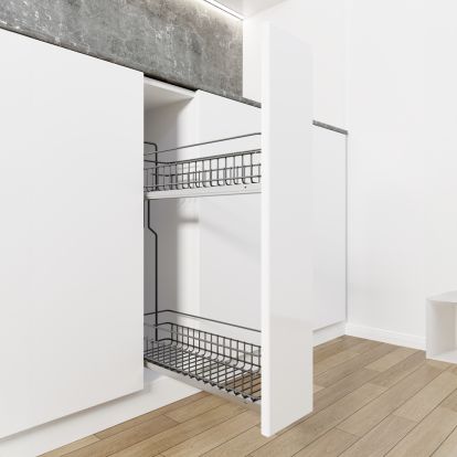 Cos Jolly FUSION reglaj 3D 150x450, culisare laterala cu glisiera TANDEM BLUM, extractie partiala, corp de 200 mm, antracit