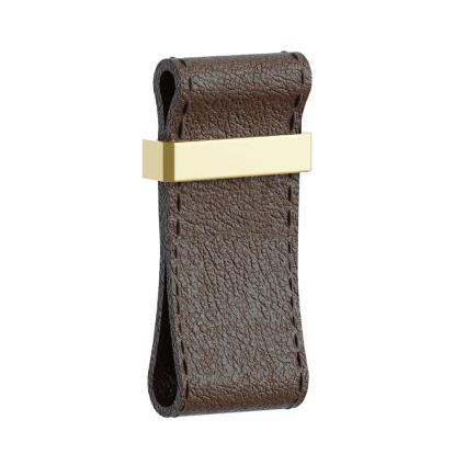 Maner din piele Tosca 032 mm, maro cu ornament auriu