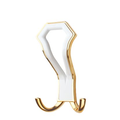 Cuier Index din metal auriu cu ornament plastic alb