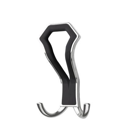 Cuier Index din metal crom cu ornament plastic negru