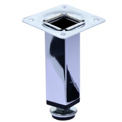 Picior sofa Ambutis patrat reglabil cu flansa ambutisata din otel H100x25x25, crom