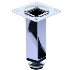 Picior sofa Ambutis patrat reglabil cu flansa ambutisata din otel H80x25x25, crom