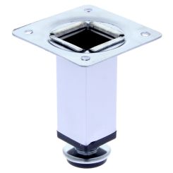 Picior sofa Ambutis patrat reglabil cu flansa ambutisata din otel H100x25x25, satinat