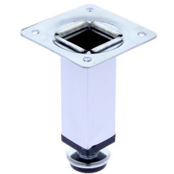 Picior sofa Ambutis patrat reglabil cu flansa ambutisata din otel H80x25x25, satinat