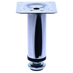 Picior sofa Ambutis rotund reglabil cu flansa ambutisata din otel H100xD30, crom