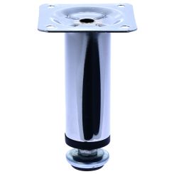 Picior sofa Ambutis rotund reglabil cu flansa ambutisata din otel H80xD30, crom