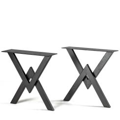 Picior masa Cross din otel H700, negru (set 2 buc)