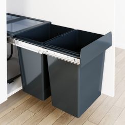 Cos gunoi dublu Konig Dual, glisiera cu bile si amortizare, 2x20 L