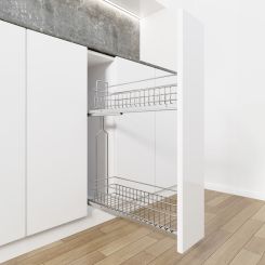 Cos Jolly FUSION reglaj 3D 150x450, culisare laterala cu glisiera TANDEM BLUM, extragere totala, corp de 200mm, crom