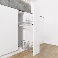 Cos Jolly Konig reglaj 3D 210x450, culisare laterala cu glisiera SINCRON, extragere partiala, corp de 300 mm, crom