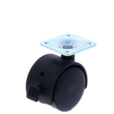 Rotila din plastic negru D40 cu frana si flansa metalica, 20 kg_1