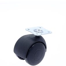 Rotila din plastic negru pentru mobila D50 cu flansa metalica, 30 kg