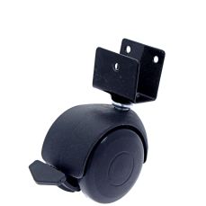 Rotila din plastic negru D50 cu frana si flansa metalica 'U', 30 kg