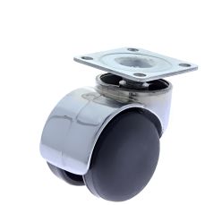 Rotila din plastic negru-crom D50 cu flansa metalica, 35 kg