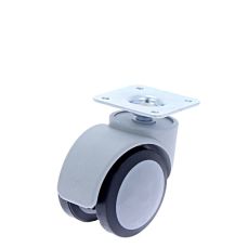 Rotila din plastic gri–negru D50 cu flansa metalica, 30 kg