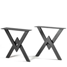 Picior masa Cross din otel H700, negru (set 2 buc)