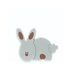 Buton iepure alb din plastic flexibil 38734 (2 buc)