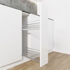 Cos Jolly FUSION reglaj 3D 100x450, culisare laterala cu glisiera TANDEM BLUM, extragere partiala, corp de 150 mm, crom