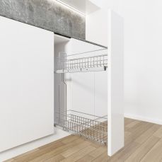 Cos Jolly Konig reglaj 3D 150x450, culisare laterala cu glisiera SINCRON, extragere partiala, corp de 200 mm, crom