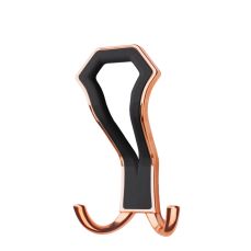 Cuier Index din metal auriu roscat cu ornament plastic negru